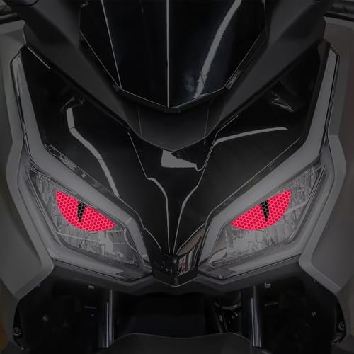 2 Pairs Car Reflective Stickers Cat Eyes, Motorcycle Headlight Semicircle Eye Decals, Waterproof Vinyl Safety Warning Decals for Car Truck Window Rear Tailgate (Red) - color: Red