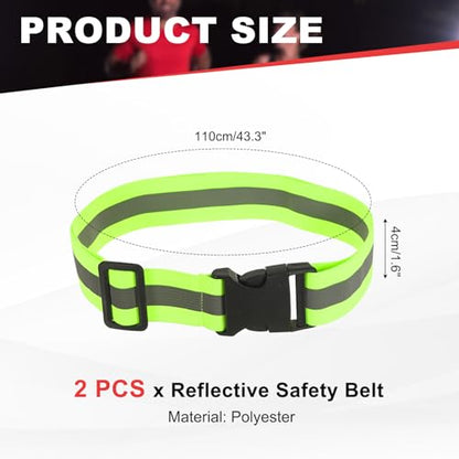 Reflective Safety Belt, Adjustable High Visibility Glow Belt Outdoor Running Gear Accessories - color: Fluorescent Green