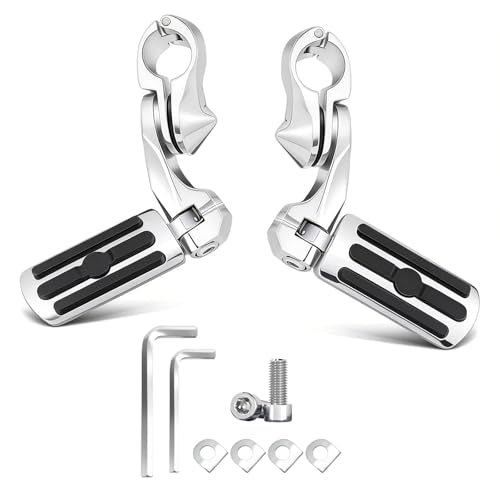 1.25" Highway Long Angled Pegs Adjustable for Harley Davidson Touring Road King Road or Street Glide Electra Glide Dyna Sportster Softail 1 1/4" Engine Guard Foot Pegs, Chrome - color: Long, size: B02-chrome-DK