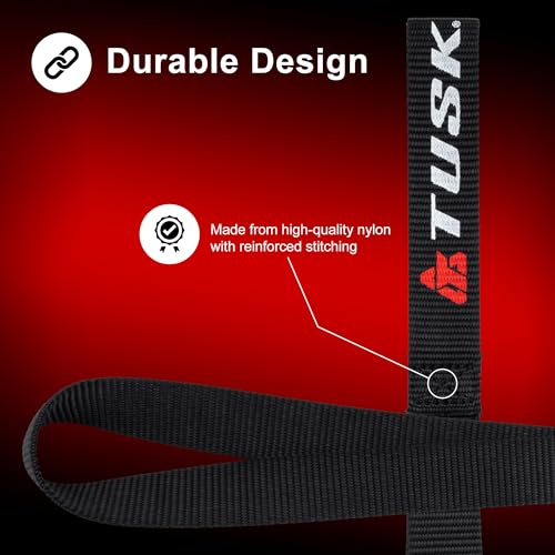 TUSK Soft Hook Tie-Down Extension Straps – 16″ Black (2-Pack) – Soft-Loop Extensions for Motorcycles, ATVs & Powersport Cargo