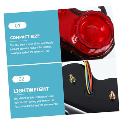 POPETPOP LED Motorcycle Tail Light Brake Lamp Red Cover Aluminum Alloy Rear Indicator Brake Warning Light Compact for Motorbike Accessories