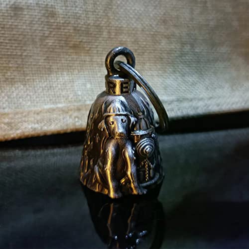 Dream Apparel Motorcycle Bell Guardian Angel Drive Away Gremlin, Biker Bell for Men Women Rider Riding, Good Luck Gift - color: Dog and Fire Dept