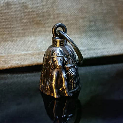 Dream Apparel Motorcycle Bell Guardian Angel Drive Away Gremlin, Biker Bell for Men Women Rider Riding, Good Luck Gift - color: Dog and Fire Dept