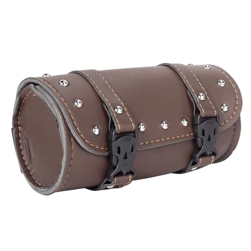 Motorcycle Cruiser Tool Bag Fork Front Fork Bag Waterproof Handlebar Motorcycle Saddlebag Fit for Honda Suzuki Yamaha (Brown)
