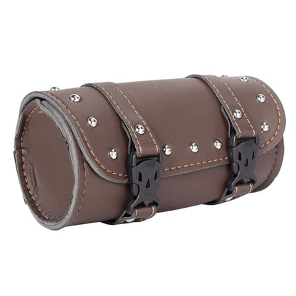 Motorcycle Cruiser Tool Bag Fork Front Fork Bag Waterproof Handlebar Motorcycle Saddlebag Fit for Honda Suzuki Yamaha (Brown)