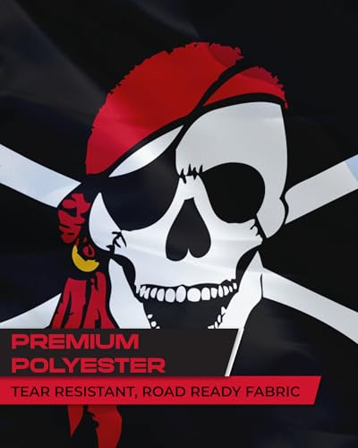 AGAS One Eyed Jack Pirate Motorcycle Flag 6x9 inch - Double-Sided Printed 2-Ply Durable Knitted Polyester - 0.75 inch Sleeve- Fits on 3/8" Mount Pole - color: One Eyed Jack