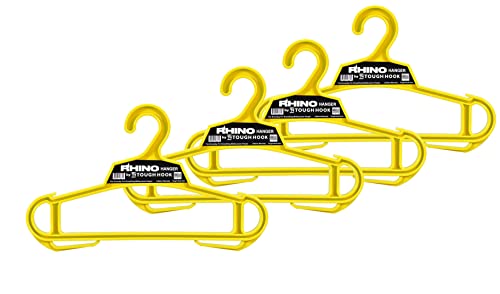 Rhino Tough Hook Heavy Duty Clothes Hangers – USA-Made Military Grade Coat Hanger for Body Armor – 200-lb Capacity Suit Hangers – The Everyday for Everything, The Indestructible Hanger, 4 Yellow - color: Yellow, size: Pack of 4 (Original)