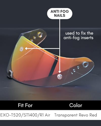 Compatible With EX0 T520 Motorcycle Helmet Visor R1 Air Face Helmet Shield Replacement ST1400 Tinted Visor (Transparent Revo Red) - color: Transparent Revo Red