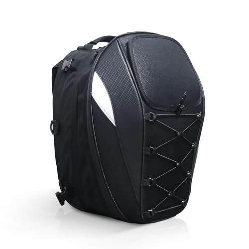 MZS Motorcycle Tail Bag, 38L Expandable Dual Use Helmet Bag Luggage Storage Backpack with Waterproof Rain Cover - Multifunctional Motorbike Rear Seat Bag Accessories - size: 38L