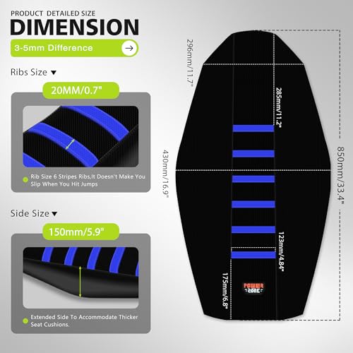 Ribbed Electric Bike Seat Cover Compatible with Tutti Soleil 01 - Non-Slip Waterproof Rubber Seat Cushion Protector (Blue) - color: Blue