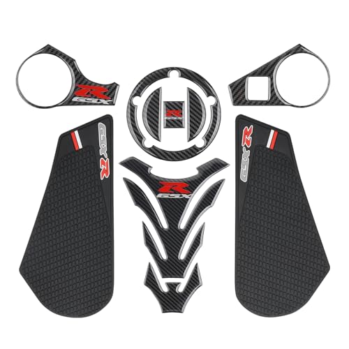 GSXR Motorcycle Tank Pad for Suzuki GSXR600 GSXR750 GSXR1000 Gas Tank Pad Protector Fuel Cap Decal Anti Slip Carbon Fiber Pattern Fuel Tank Sticker (18BK) - size: 18BK