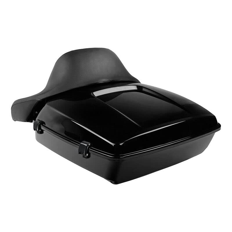 TCMT Chopped Motorcycle Trunk Box Backrest Mounting Rack Fit For Harley Touring 1997-2008 Road King Road Street Electra Glide Pack - color: Set B1 Black Latches#Black Rack