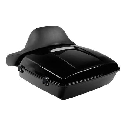 TCMT Chopped Motorcycle Trunk Box Backrest Mounting Rack Fit For Harley Touring 1997-2008 Road King Road Street Electra Glide Pack - color: Set B1 Black Latches#Black Rack