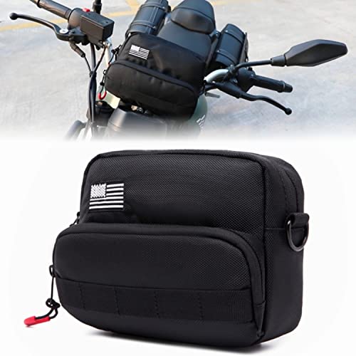 Universal Motorcycle Bag - American Flag Tool Bag, Harley Softail Dyna Sportster Accessory, Black Sissy Bar Front Storage
