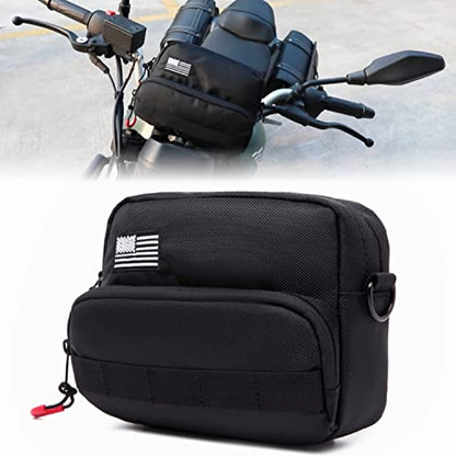 Universal Motorcycle Bag - American Flag Tool Bag, Harley Softail Dyna Sportster Accessory, Black Sissy Bar Front Storage