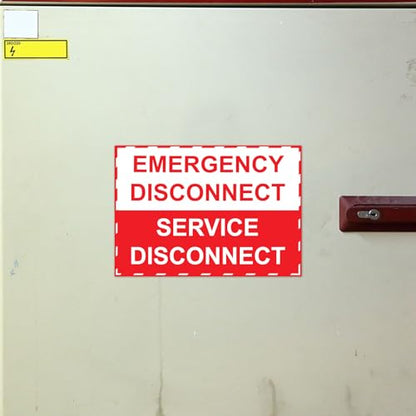 LEIFIDE 50 Pack NEC Compliant Emergency Disconnect Sticker 5"x 3.5" Emergency Disconnect Service Warning Sticker Shut Off Sign UV-Resistant Electric Panel Labels Vinyl Waterproof for Indoor Outdoor