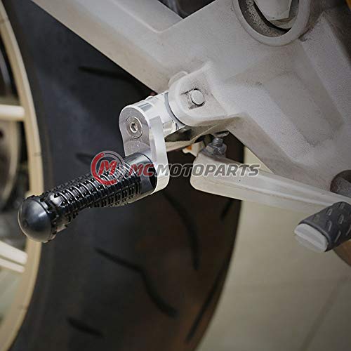 MC MOTOPARTS MPRO Black 25mm Extended Front CNC Footpegs Compatible with YZF R1 00-21 YZF R6 03-19 YZF R1M 15-21 R1S - color: Black, size: 25mm Extension