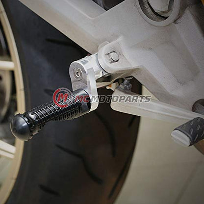 MC MOTOPARTS MPRO Black 25mm Extended Front CNC Footpegs Compatible with YZF R1 00-21 YZF R6 03-19 YZF R1M 15-21 R1S - color: Black, size: 25mm Extension
