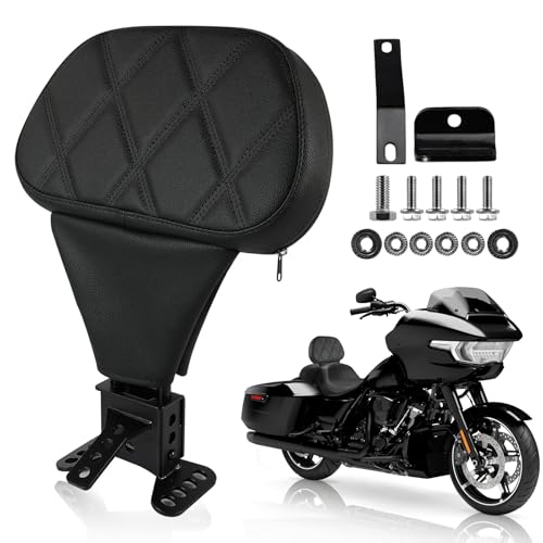 Rider Driver Backrest, Detachable Adjustable Plug-in Rider Backrast Fit for Harley Davidson Touring Road Glide Electra Glide Street Glide Road King CVO 2009-2026, Black Diamond Grid - color: Black New