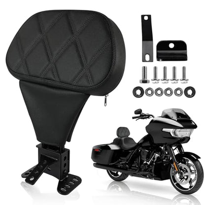 Rider Driver Backrest, Detachable Adjustable Plug-in Rider Backrast Fit for Harley Davidson Touring Road Glide Electra Glide Street Glide Road King CVO 2009-2026, Black Diamond Grid - color: Black New