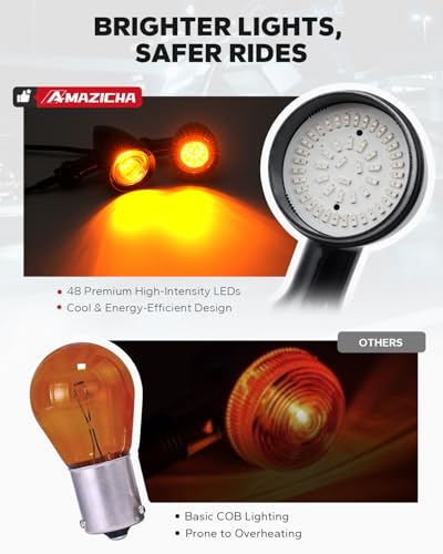 Motorcycle Bullet 48 LEDs Rear Turn Signal Light SMD Blinker Indicator Fit for Honda Yamaha Suzuki Kawasaki Harley (Black, Rear Turn Light) - color: Black（Rear Light）