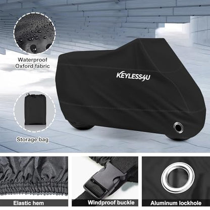 Motorcycle Cover Premium Waterproof Outdoor All Weather Protect from Dust Sunlight Rain. Compatible with Harley Davidson, Honda, Suzuki, Kawasaki, Yamaha and Many More(Black,97inch) - size: 97'' Full Cover