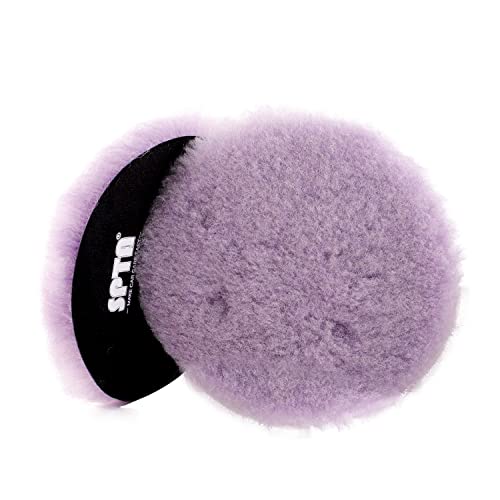 Wool Polishing Pads, SPTA 2Pcs 5Inch (125mm) Wool Cutting Pad, Purple Wool Buffing and Polishing Pad Set, Wool Buffing Wheel for Heavy Cut for 5Inch (125mm) Car Polisher Polishing, Buffing and Cutting - color: 2Pcs 5Inch Purple Coarse Wool, size: 5 Inch (