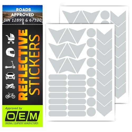DIN 67520 reflectors Reflective Tape Stickers Waterproof Trailers Cars Motorcycle Fire Helmet Rims Bicycle Decals Vehicles Mailbox Numbers Made with ORA FOL 5600 Material (White, 80Pcs) - color: White