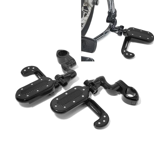 TOFR Motorcycle Highway Pegs with Flip-out Heel Rests for 7/8" 1" 1.25" Engine Guard Adjustable Cruise Foot Pegs for Harley Road Glide Road King Dyna Sportster Softail, Honda Yamaha Suzuki - color: Black