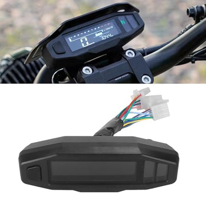 12000 RPM Digital Motorcycle Speedometer Gauge Cluster - 9-16V Universal Fit for 8-22 Inch Wheels, Mini LCD VA Screen