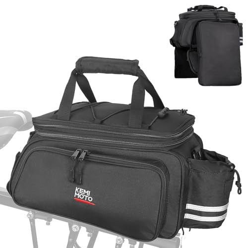 KEMIMOTO Bike Rear Rack Bag Bicycle Trunk Bag Expandable 10-20L Capacity Water Resistant Multifunctional Bicycle Pannier with Rain Cover Bike Saddle Bag for Rear Rack Shopping Commuter Cycling Trip - style: Classic