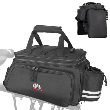 KEMIMOTO Bike Rear Rack Bag Bicycle Trunk Bag Expandable 10-20L Capacity Water Resistant Multifunctional Bicycle Pannier with Rain Cover Bike Saddle Bag for Rear Rack Shopping Commuter Cycling Trip - style: Classic