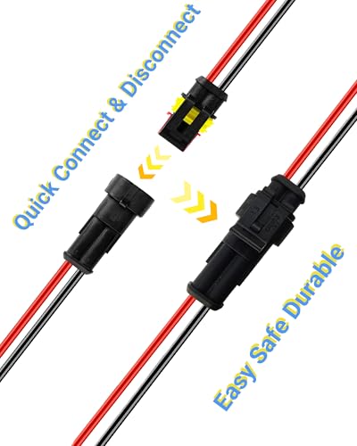14 AWG 2 Pin Waterproof Connector, 2 Wire Automotive Waterproof Electrical Connectors, 14 Gauge Male and Female Way Connectors Harness 12V Quick Connect for Car Truck Boat Motorcycle -3 Pack - size: 2 Pin