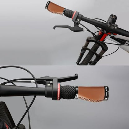 TOPCABIN Bike Grips 2PCS 90mm Length Bike Handlebar Grips Short Mini Bicycle Handlebar Grips Two-Color Rubber Ergonomic Design - color: Hand-Sewn ATF Leather(Brown 90mm)