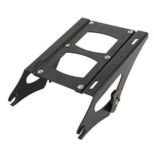 TCMT King Motorcycle Trunk Box Backrest Mounting Rack Luggage Rack Base Plate Fit For Harley 2014-2025 Touring CVO Road King Road Glide Street Glide Electra Glide Pack - color: Style C Black 2 Up Rack#2+Base Plate