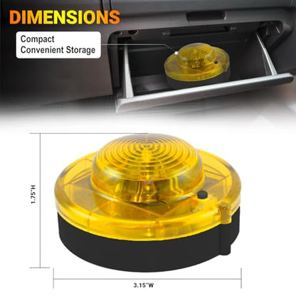 GT-Lite 4 Pack LED Emergency Beacon Yellow,Roadside Flare,Magnetic Base,2 Modes Flash and Steady,for Car Emergency Kit or Amish Buggy,RV,Boat,Crush Resistant,Water Resistant - size: 4 Pack