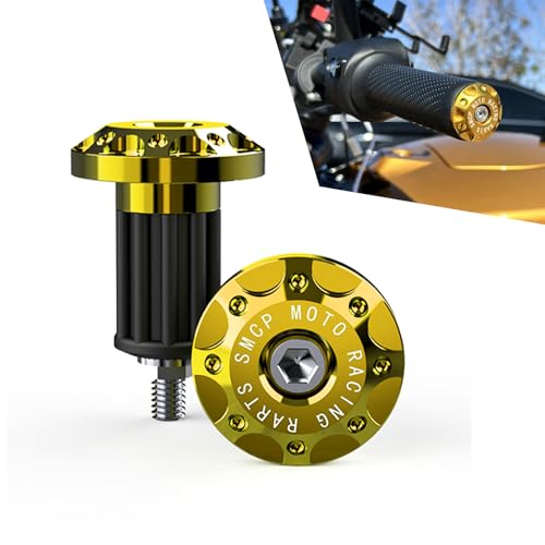 2 PCS Motorcycle Bar End Plug, Aluminum Alloy Handlebar Grip End Caps for Electric Car Scooters, Off-Road Motorcycles (Gold) - color: Gold