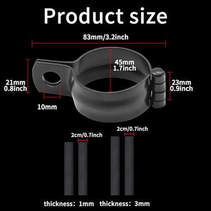 2 PCS Motorcycle Turn Signal Light Tube Bracket Mount - Metal Tube Clamp for 10mm Hole Non-Slip Rubber, Rain Resistant, Perfect for Light Bar Mount (45mm-Black) - style: 42-51mm black