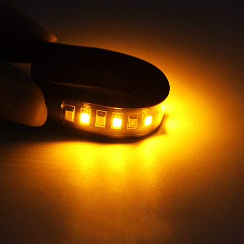 FXC 2x Universal Flexible LED Turn Signal Tail Brake License Plate Light Integrated for Motorcycle Bike ATV Car RV SUV, Brake/Running Tail Light(2Pack) (Amber Red) - color: Amber Red