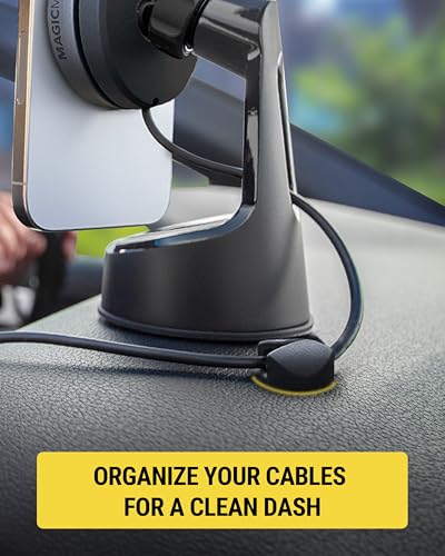 Scosche CMAA2R-6PKRP 6 Pack Adhesive Cable Management Clip Kit in Two Styles, Cord Organizer, Wire Holder for Desk, Nightstand, Phone Charger, Computer, Home, Office, Car, Black - style: 3 Oblong & 3 Round