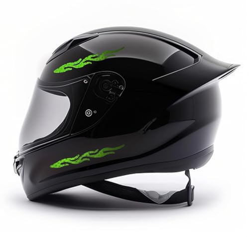 customTAYLOR33 High-Intensity Grade Premium Reflective Tribal Flame Helmet Decals, Motorcycle Safety Sticker Decals (Special Edition Lime Green) - color: Special Edition Lime Green
