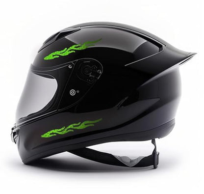 customTAYLOR33 High-Intensity Grade Premium Reflective Tribal Flame Helmet Decals, Motorcycle Safety Sticker Decals (Special Edition Lime Green) - color: Special Edition Lime Green