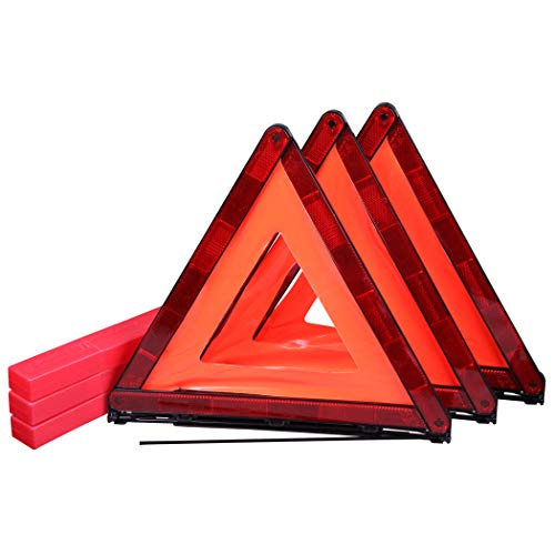 CARTMAN Foldable Warning Triangle Emergency Warning Triangle Reflector Safety Triangle Kit, Pack of 3, with Storage Case - size: Four Leg Base