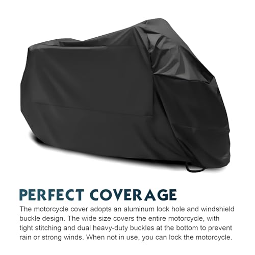 Shakas Motorcycle Cover, Waterproof & Heat-resistant Outdoor Scooter Clothing, Breathable Windproof Vehicle Cover with Safety Lock Hole, Universal Motorcycles, Electric Vehicle (Black)
