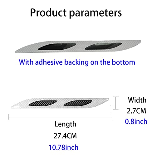 Carbon Fiber Reflective Stickers, 2 Pcs, White, Car, Truck, Motorcycle Decals, Outdoor Use, Waterproof - color: White