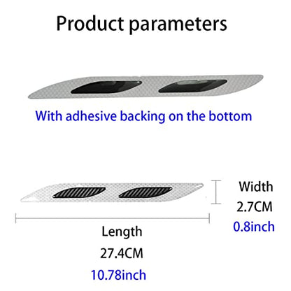Carbon Fiber Reflective Stickers, 2 Pcs, White, Car, Truck, Motorcycle Decals, Outdoor Use, Waterproof - color: White