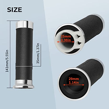 Grip Throttle Tube Replace for Honda OEM:53145-MM8-000, 25mm Right Grip Dual Throttle Tube & Left Handlebar Grip Suitable for Honda VT XVS Shadow 400/750/1100 Magna Sabre