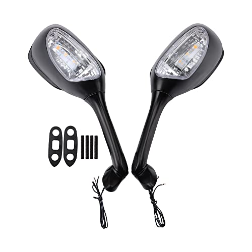 GOOFIT Side Mirror Turn Signal Rearview Replacement for Suzuki GSXR 600 750 1000 06-08 Motorcycle Rearview Rear Mirror w/LED Light