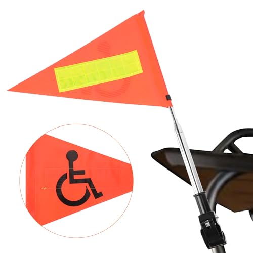 Golf Cart Flag Pole - Reflective Accessories 8.6 x 11.8 Inches Orange Safety Flag Telescopic Pole Handicap Mount for Wheelchairs - color: Orange Disability Sign