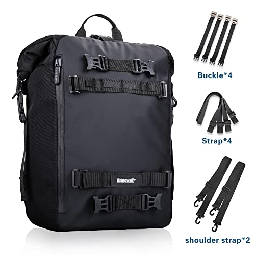 Waterproof Motorcycle Tail Bag 20L Motorbike Rear Rack Storage Bag Saddle Pannier for Touring Adventure Commuting Black - size: 20L